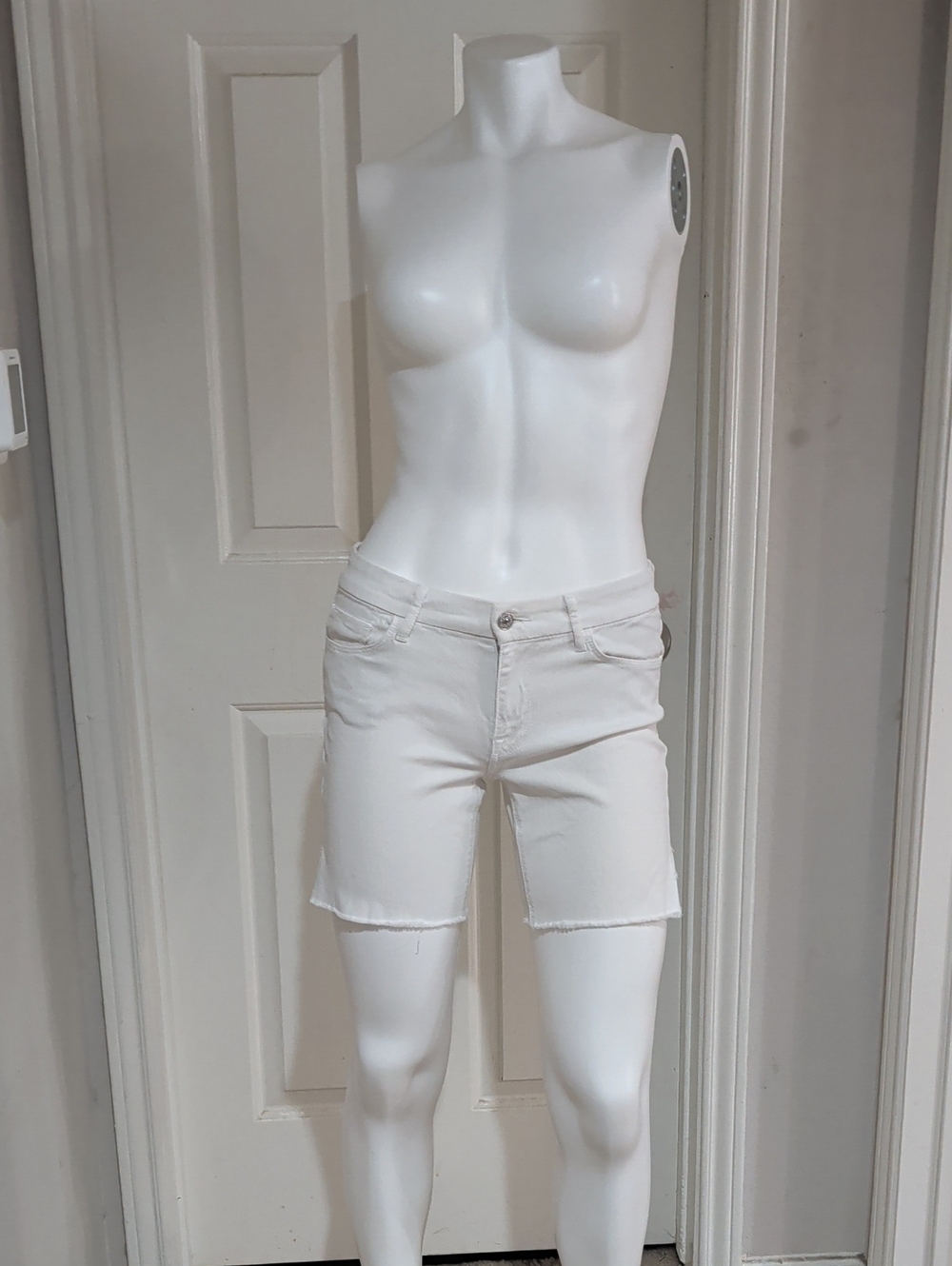 Seven For All Mankind White Cropped Denim Bermuda Shorts Women's 27